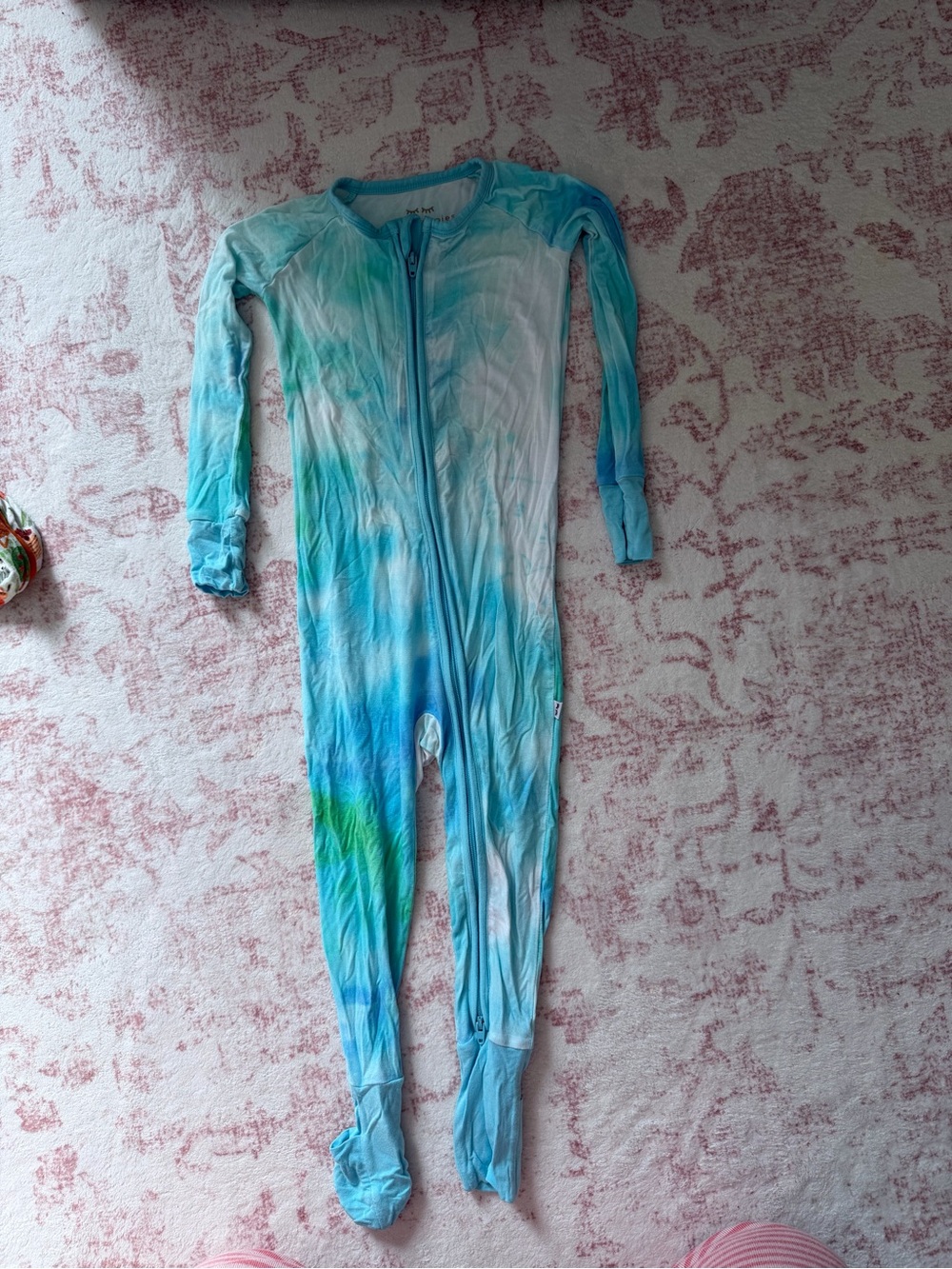 Little Sleepies Blue & Green Tie-Dye Footed One-Piece